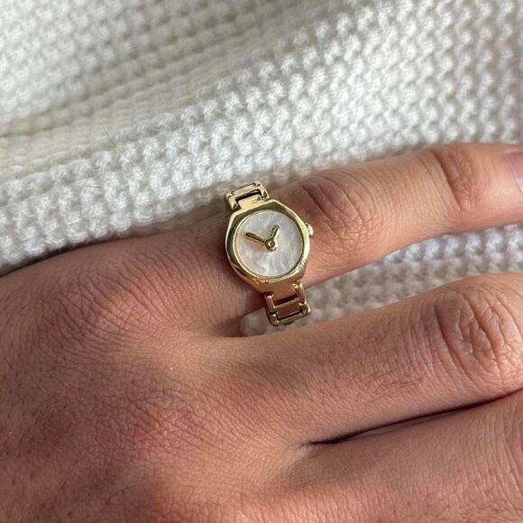 Other - y2k 2000s gold clock watch ring